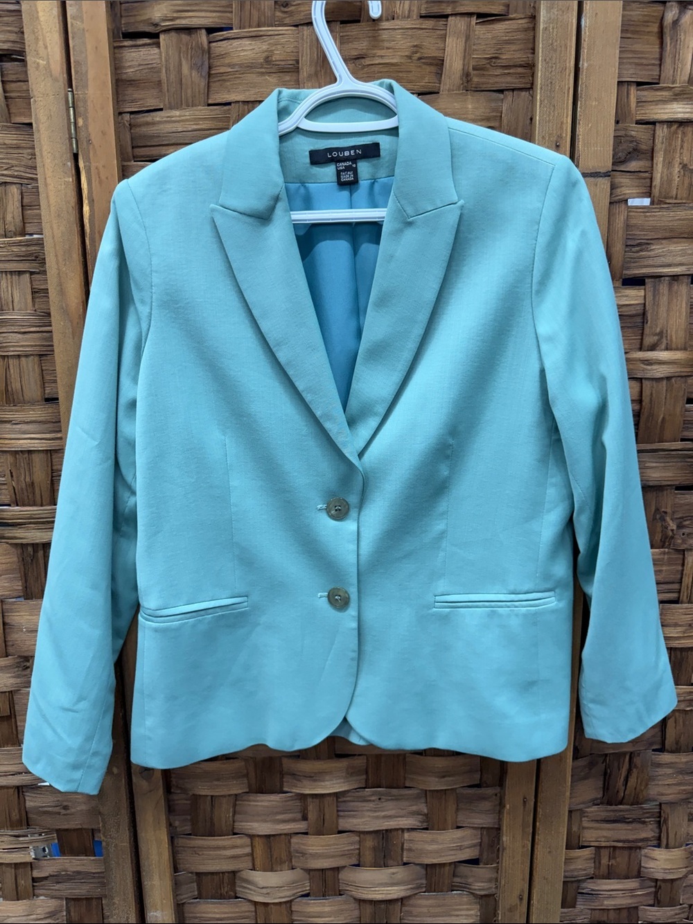 Louben Mint Tailored Two-Button Blazer